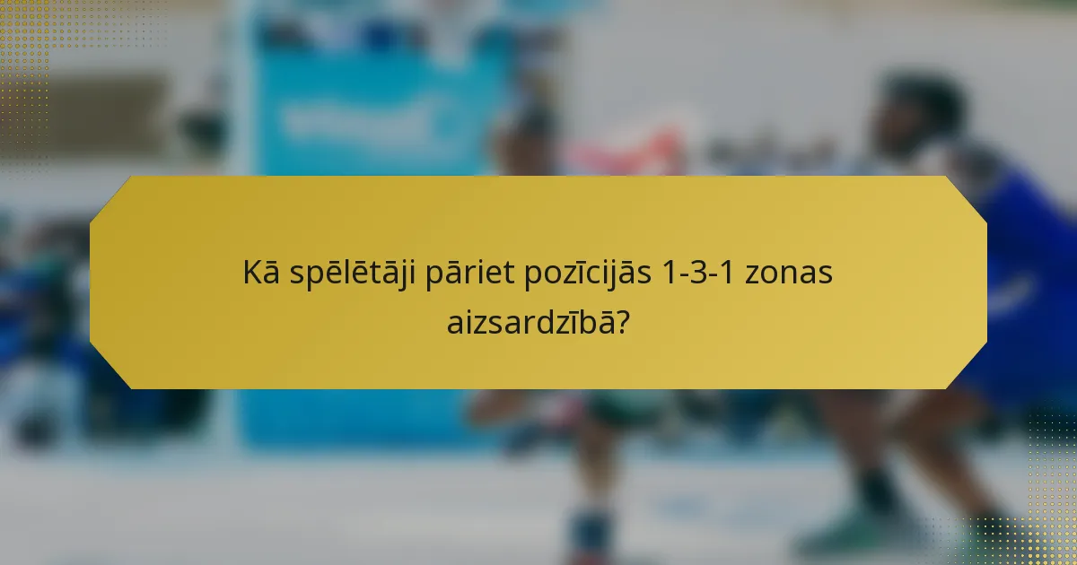 Kā spēlētāji pāriet pozīcijās 1-3-1 zonas aizsardzībā?