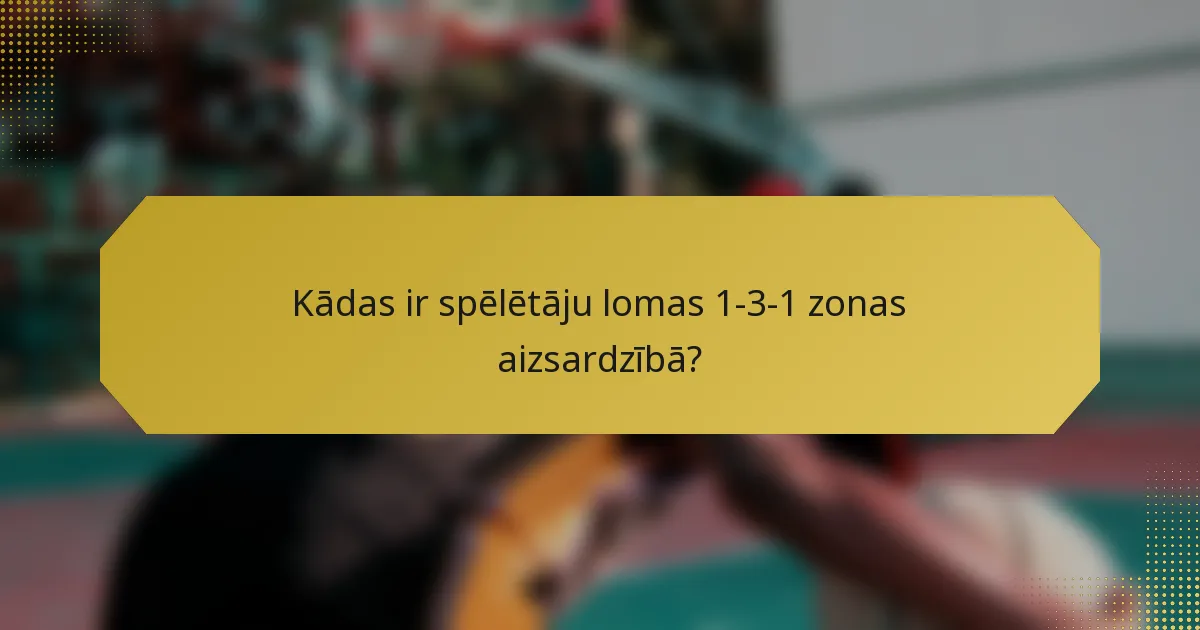 Kādas ir spēlētāju lomas 1-3-1 zonas aizsardzībā?
