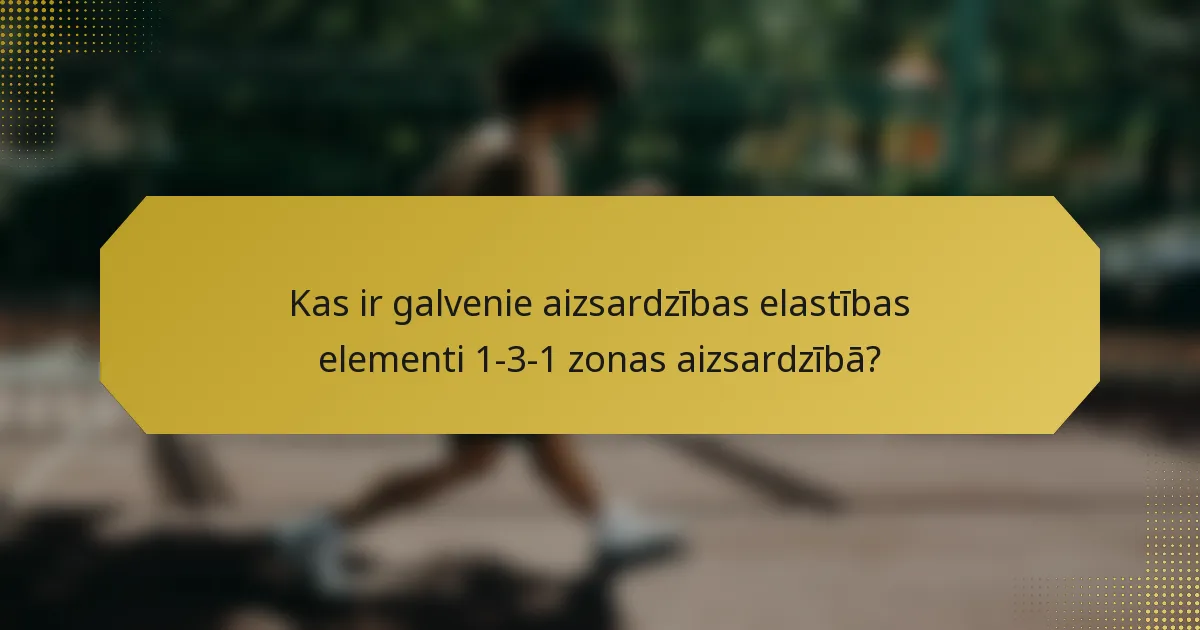 Kas ir galvenie aizsardzības elastības elementi 1-3-1 zonas aizsardzībā?