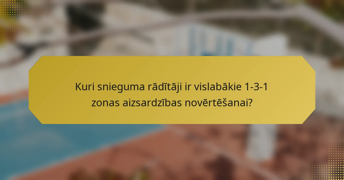 Kuri snieguma rādītāji ir vislabākie 1-3-1 zonas aizsardzības novērtēšanai?